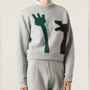Acne Studios Bird Flower Abstract Graphic Cropped Sweatshirt